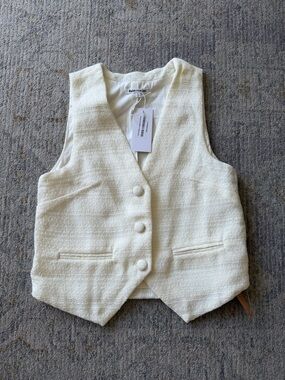 Reformation Cream Textured Buttoned Vest